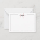 Minimalistisches Script Monogram One Border Blush Mitteilungskarte (Vorderseite)