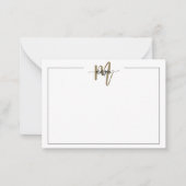 Minimalistisches Script Monogram One Border Gold Mitteilungskarte (Vorderseite)