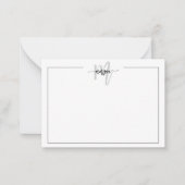 Minimalistisches Script Monogram One Border Gray Mitteilungskarte (Vorderseite)