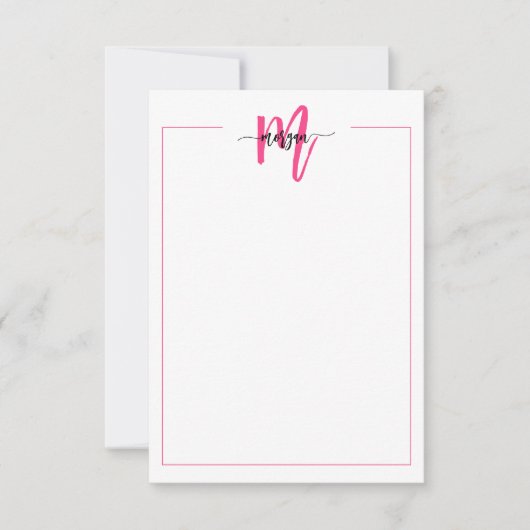 Minimalistisches Script Monogram One Border Hot Pi Mitteilungskarte (Vorderseite)