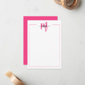 Minimalistisches Script Monogram One Border Hot Pi Mitteilungskarte (Vorderseite/Rückseite Beispiel)