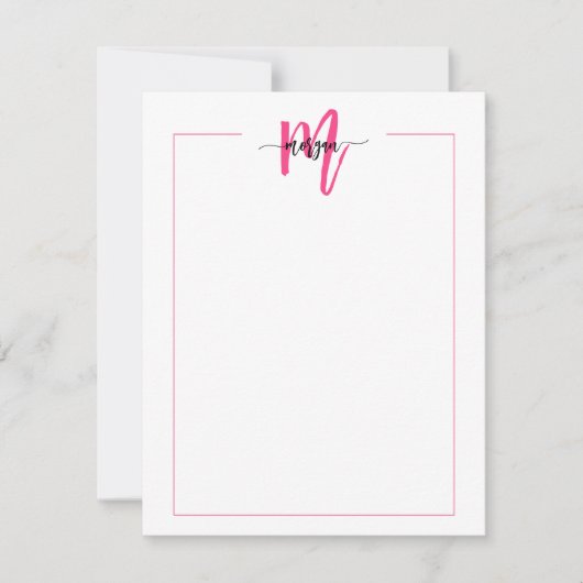 Minimalistisches Script Monogram One Border Hot Pi Mitteilungskarte (Vorderseite)
