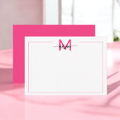 Minimalistisches Script Monogram One Border Hot Pi Mitteilungskarte