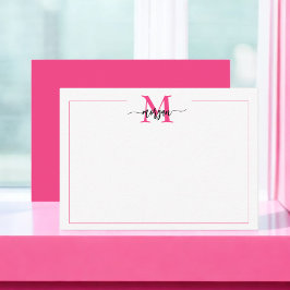Minimalistisches Script Monogram One Border Hot Pi Mitteilungskarte
