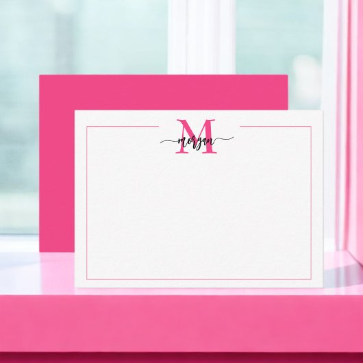 Minimalistisches Script Monogram One Border Hot Pi Mitteilungskarte