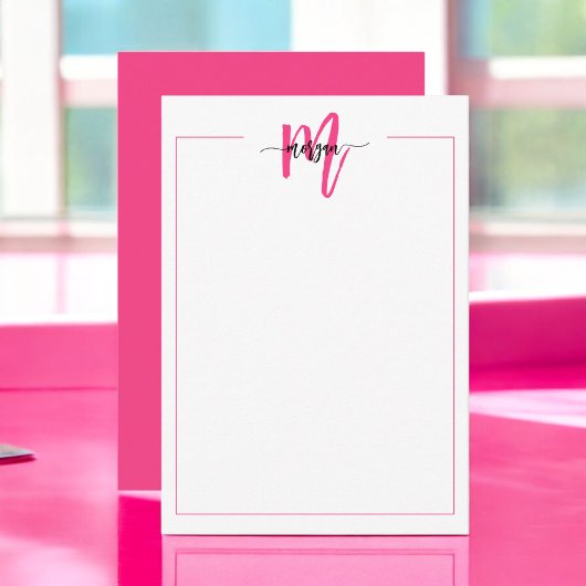 Minimalistisches Script Monogram One Border Hot Pi Mitteilungskarte