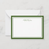 Minimalistisches Script Moss Green Two Border Mono Mitteilungskarte (Vorderseite)