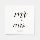 Minimalistisches Script Mr. & Mrs. Black & White W Serviette (Vorderseite)