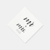 Minimalistisches Script Mr. & Mrs. Black & White W Serviette (Ecke)