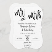 Minimalistisches Script Mr. und Mrs. Wedding Einladung (Vorne/Hinten)