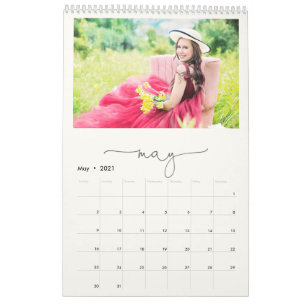 Minimalistisches Script Multi Family Foto marbeln Kalender