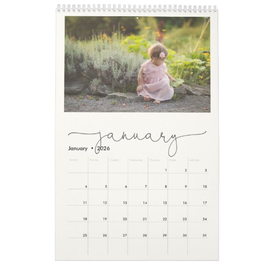 Minimalistisches Script Multi Family Foto marbeln Kalender (Jan 2026)