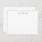 Minimalistisches Script Navy Blue Border Monogram Mitteilungskarte (Vorne/Hinten)