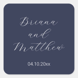 Minimalistisches Script Navy Blue Quadratischer Aufkleber