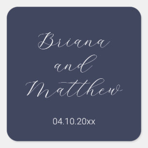 Minimalistisches Script Navy Blue Quadratischer Aufkleber