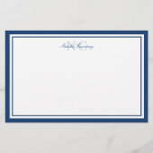 Minimalistisches Script Navy Blue Two Border Monog Briefpapier (Vorderseite)