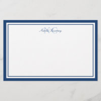 Minimalistisches Script Navy Blue Two Border Monog