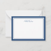 Minimalistisches Script Navy Blue Two Border Monog Mitteilungskarte (Vorderseite)