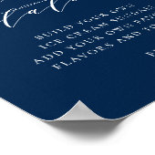 Minimalistisches Script Navy Blue Wedding Ice Crea Poster (Ecke)
