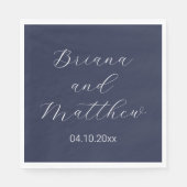 Minimalistisches Script Navy Blue Wedding Serviette (Vorderseite)