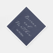Minimalistisches Script Navy Blue Wedding Serviette (Ecke)
