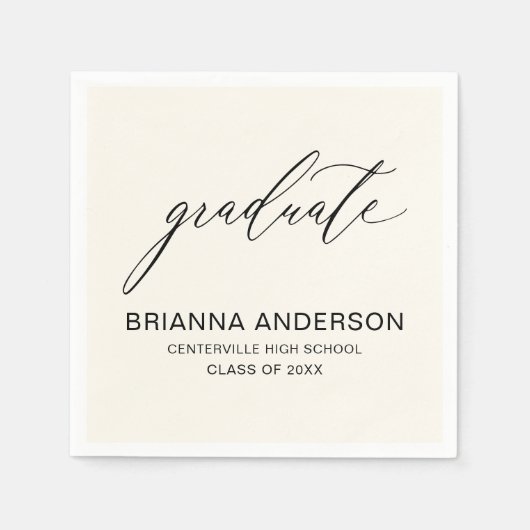 Minimalistisches Script Neutral Cream Beige Abschl Serviette (Vorderseite)