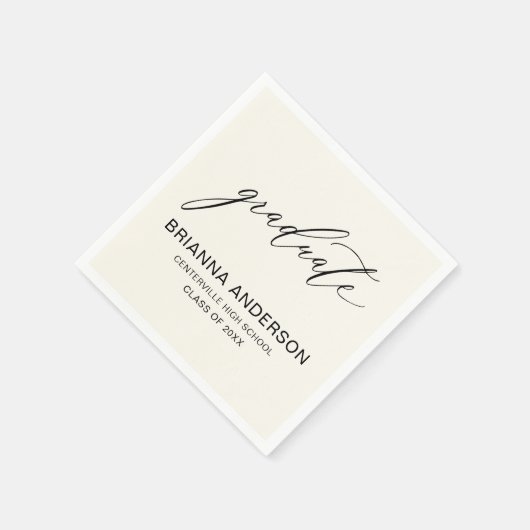 Minimalistisches Script Neutral Cream Beige Abschl Serviette (Ecke)