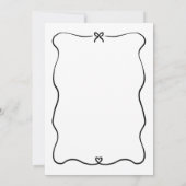 Minimalistisches Script Niedlich Bow Heart Frame W Einladung (Rückseite)