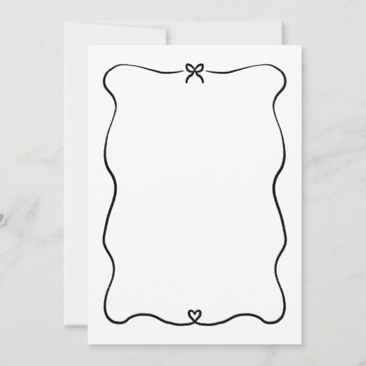 Minimalistisches Script Niedlich Bow Heart Frame W Einladung (Rückseite)