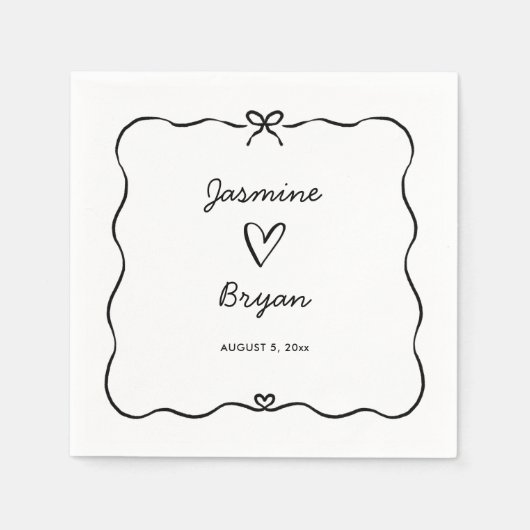 Minimalistisches Script Niedlich Bow Heart Frame W Serviette (Vorderseite)