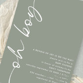 Minimalistisches Script Oh Boy Sage Baby Dusche Einladung