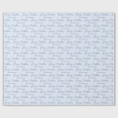 Minimalistisches Script Pastel Blue Frohe Weihnach Geschenkpapier (Flach)