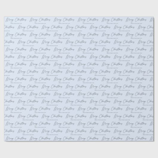 Minimalistisches Script Pastel Blue Frohe Weihnach Geschenkpapier (Flach)