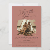 Minimalistisches Script Pinselstrich Stroke Terrac Save The Date (Vorderseite)