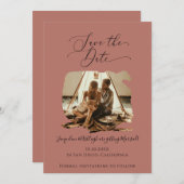 Minimalistisches Script Pinselstrich Stroke Terrac Save The Date (Vorne/Hinten)