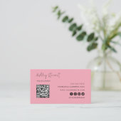 Minimalistisches Script Qr Code Beruflich Girl Pin Visitenkarte (Stehend Vorderseite)