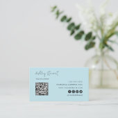 Minimalistisches Script Qr Code Beruflich Light Bl Visitenkarte (Stehend Vorderseite)