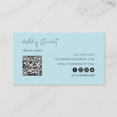 Minimalistisches Script Qr Code Beruflich Light Bl Visitenkarte (Vorderseite)