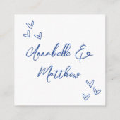 Minimalistisches Script QR Code Blue Wedding Antwo Begleitkarte (Rückseite)