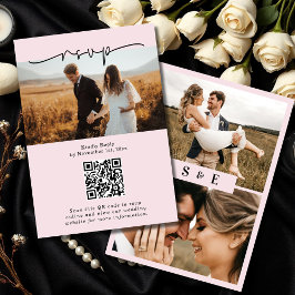 Minimalistisches Script QR-Code-Foto Hochzeit in R RSVP Karte
