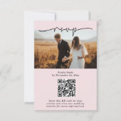 Minimalistisches Script QR-Code-Foto Hochzeit in R RSVP Karte (Vorderseite)