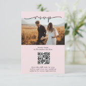 Minimalistisches Script QR-Code-Foto Hochzeit in R RSVP Karte (Stehend Vorderseite)