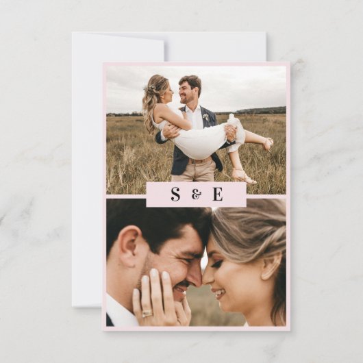 Minimalistisches Script QR-Code-Foto Hochzeit in R RSVP Karte (Rückseite)