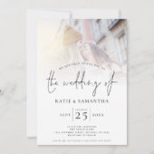 Minimalistisches Script QR Code Foto Lesbische Hoc Einladung (Vorderseite)