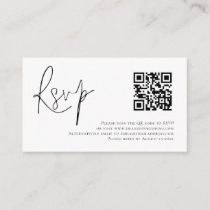 Minimalistisches Script QR Code Hochzeit RSVP Begleitkarte