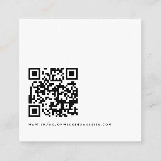 Minimalistisches Script QR Code Hochzeit RSVP Begleitkarte (Rückseite)