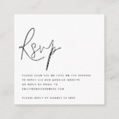 Minimalistisches Script QR Code Hochzeit RSVP Begleitkarte (Vorderseite)