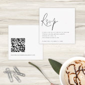 Minimalistisches Script QR Code Hochzeit RSVP Begleitkarte
