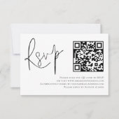 Minimalistisches Script QR Code Hochzeit RSVP Karte (Vorderseite)
