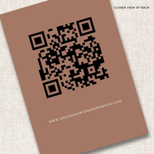 Minimalistisches Script QR Code Hochzeitsbraun Det Begleitkarte